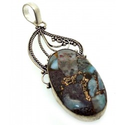 Mohave Turquoise Indian Silver Pendant 01